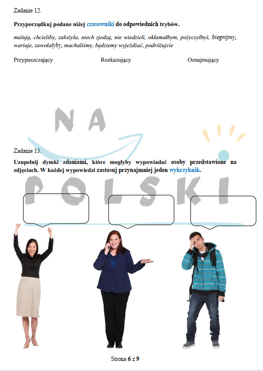 Sprawdzian z części mowy | Na Polski